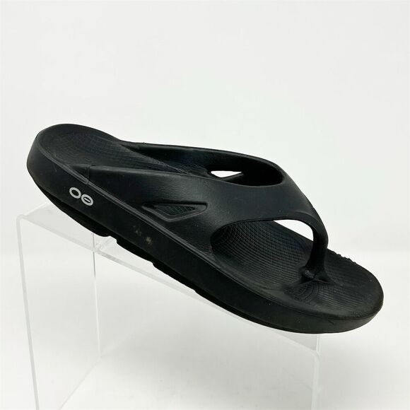 OOFOS OOriginal Unisex Black Recovery Thong Flip Flop Sandals Black Size 10 - Picture 1 of 12